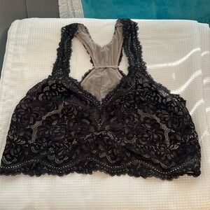 Black and Beige Lace Bralette